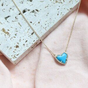 NEW Kendra Scott Ari Heart Gold Turquoise Magnesite Pendant Necklace Authentic